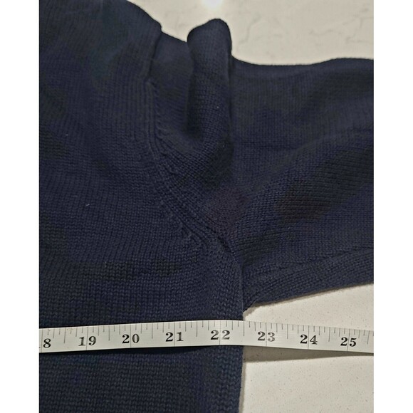 L.L. Bean Textured Washed Navy Blue Cotton Sweater Quarter-Zip Large NWOT LL - Picture 4 of 8